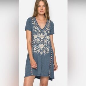 Johnny Was Embroidered Bohemian Floral Tunic Short Sleeve Dress
